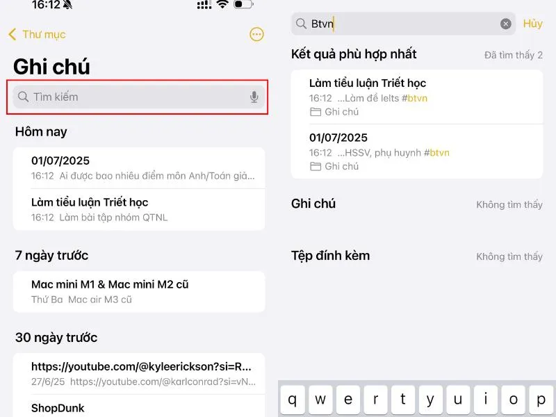 Gắn thẻ hashtag để tìm nhanh ghi chú